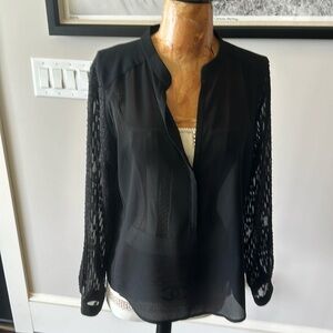 Sheer sleeve black blouse. Sheer bodice too